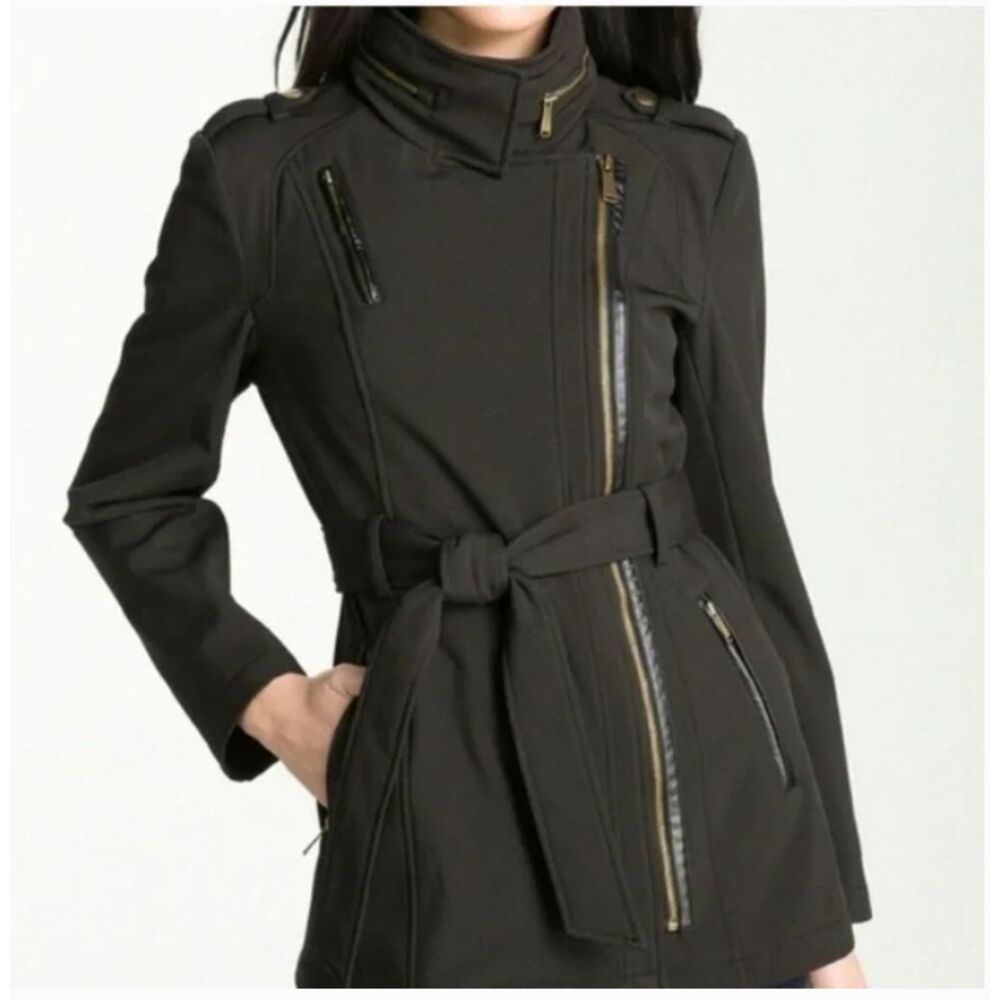 Michael Kors belted Asymmetrical coat jacket Women’s Medium Olive